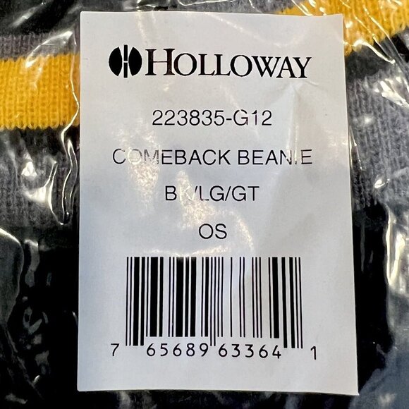 Holloway Sportswear Comeback‎ Pom Pom Beanie Cap Black/Gold/Graphite - Picture 3 of 5